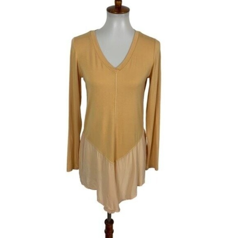 Logo Lori Goldstein Tunic Top XS Orange Long Sleeve‎ Boho Artsy Cozy